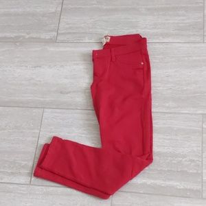 Red skinny jeans